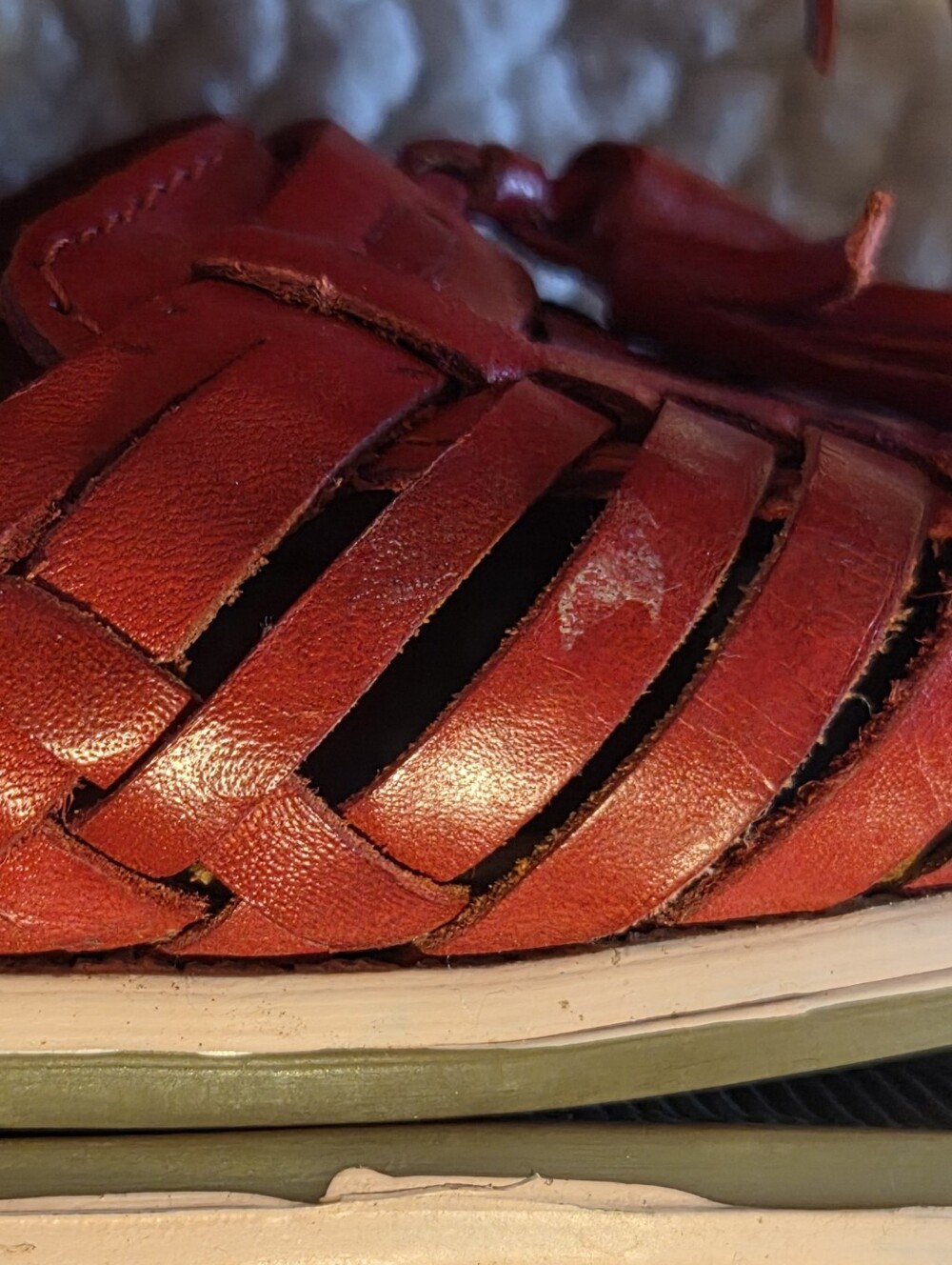 Women's Red Woven Leather Huaraches, Sizes 8 and 9 - Picture 13 of 13